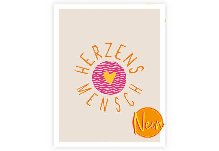 Herzens Mensch | AuriCard | Neon Postkarte | Freundschaft