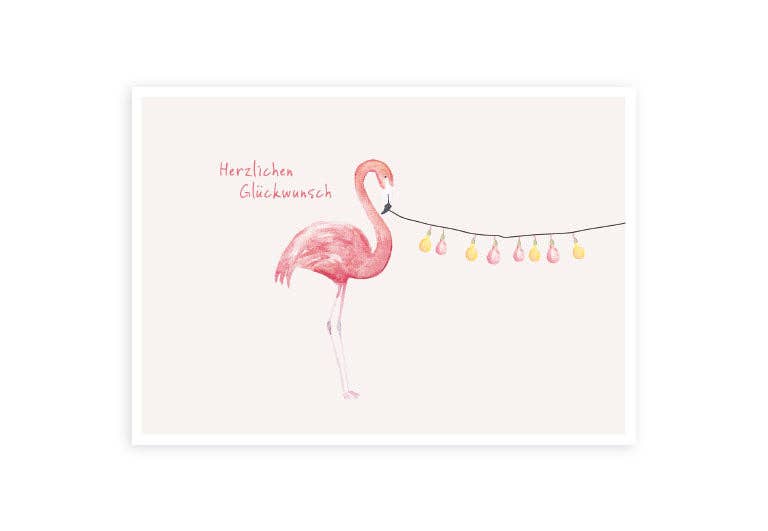 Flamingo Glückwunsch | Postkarte | Gruß | Geburtstag