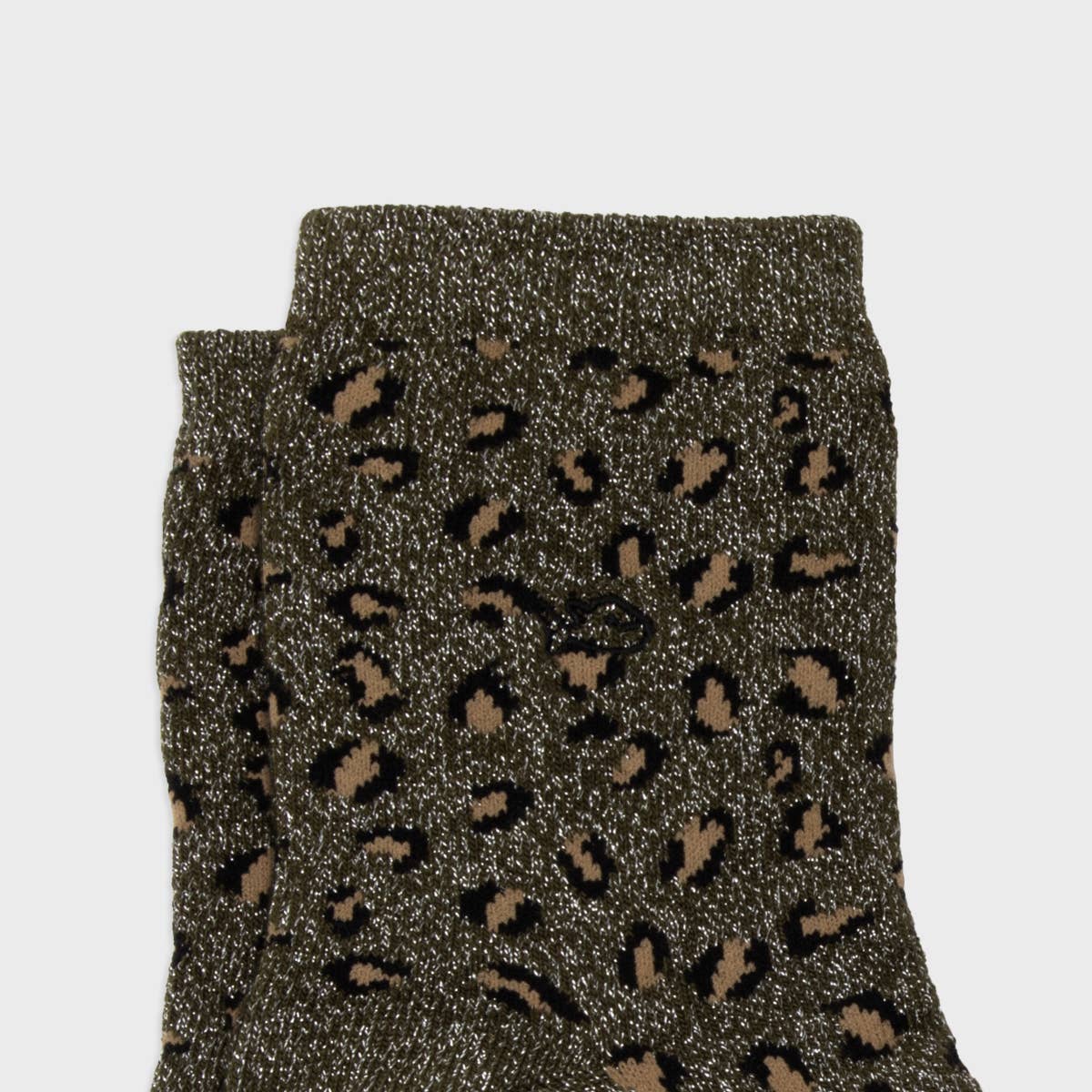 Socken aus gekämmter Baumwolle mit Leopardenmuster - Khaki