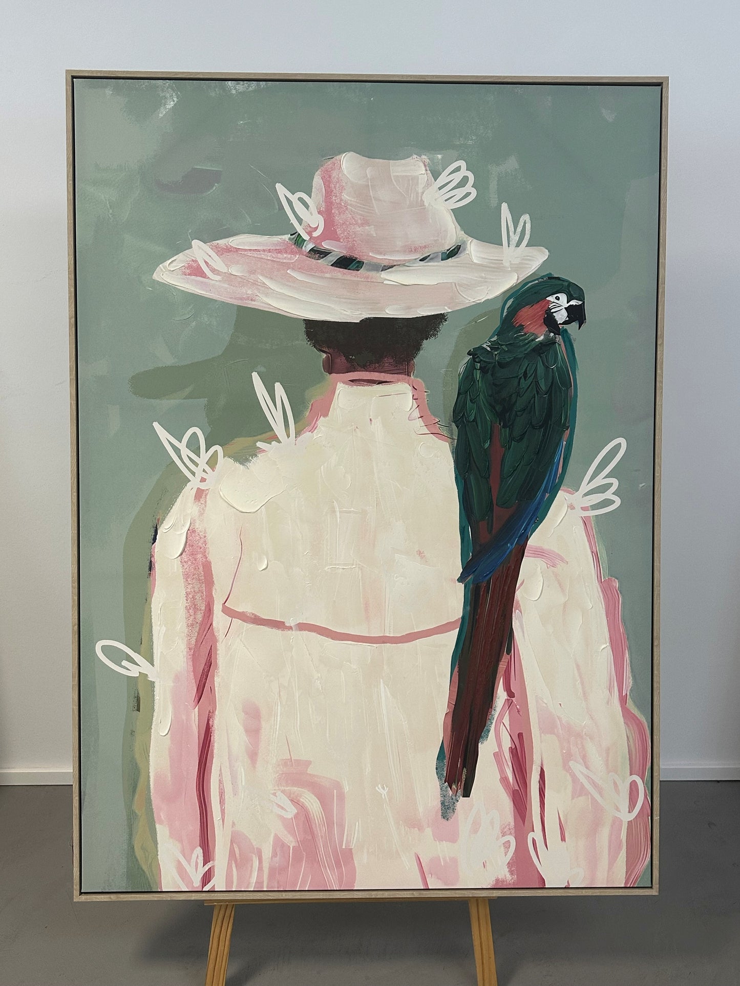 Wandbild „Frau mit Papagei“