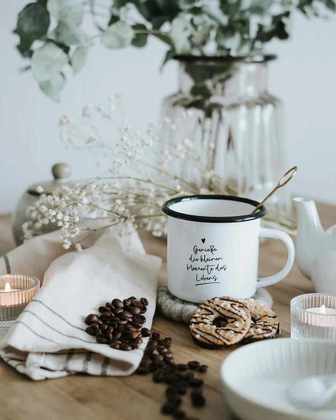 Emaille-Tasse - Kleine Momente - 300 ml
