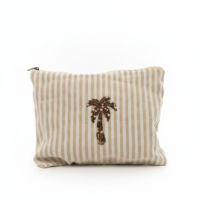 Cosmetic Bag with Palm Tree Design