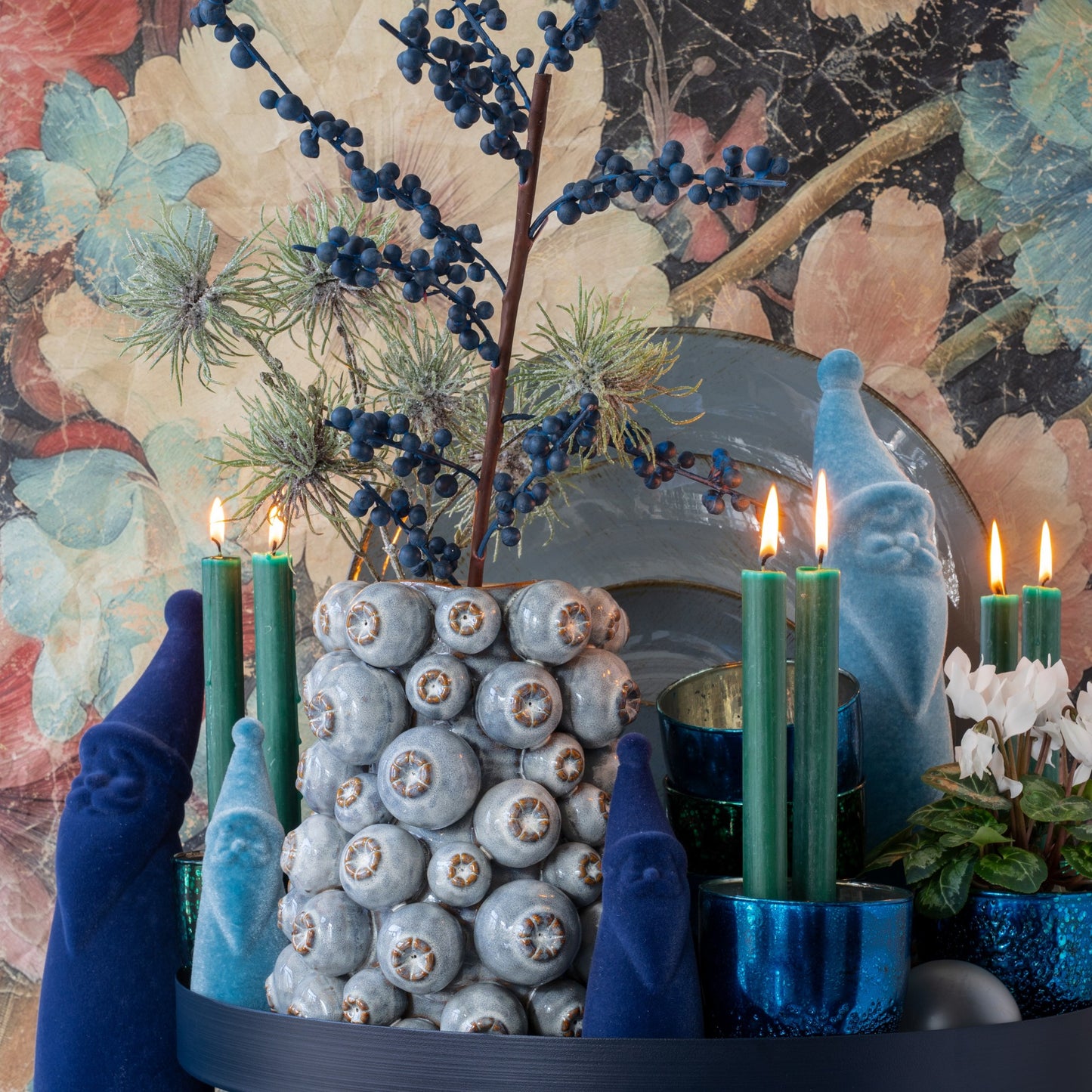 Metall Tablett "Erik" rund, blau