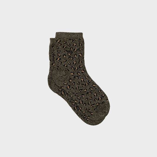 Socken aus gekämmter Baumwolle mit Leopardenmuster - Khaki