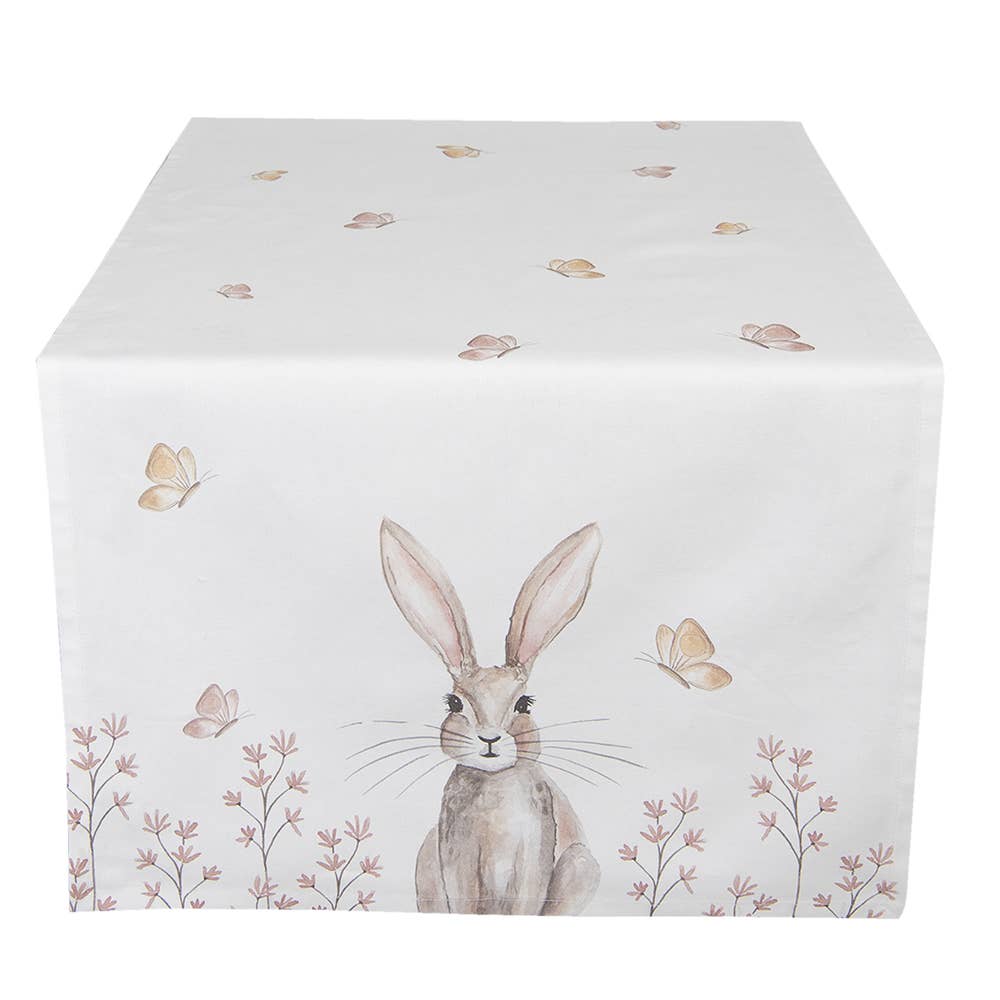 Tischläufer 50x140 cm Weiß-Braun Baumwollhase