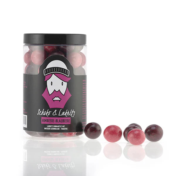 Schoko und Lakrits Himbeere-Blaubeere - Dose 275g