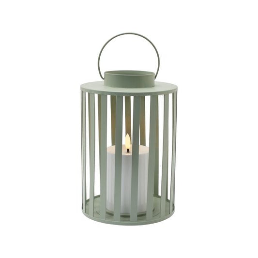 LED Laterne Metall D10H29cm mit Henkel mit Kerze Outdoor - grün