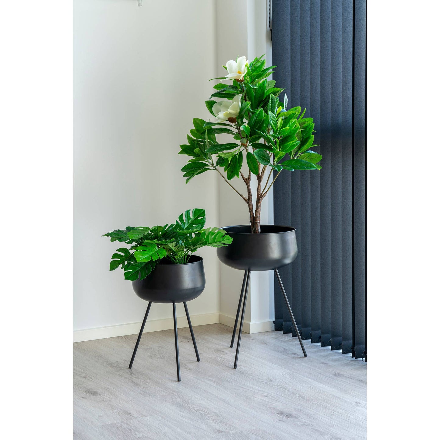 Ardola Blumentöpfe - 2 Blumentöpfe in Schwarz: Schwarz / Stahl