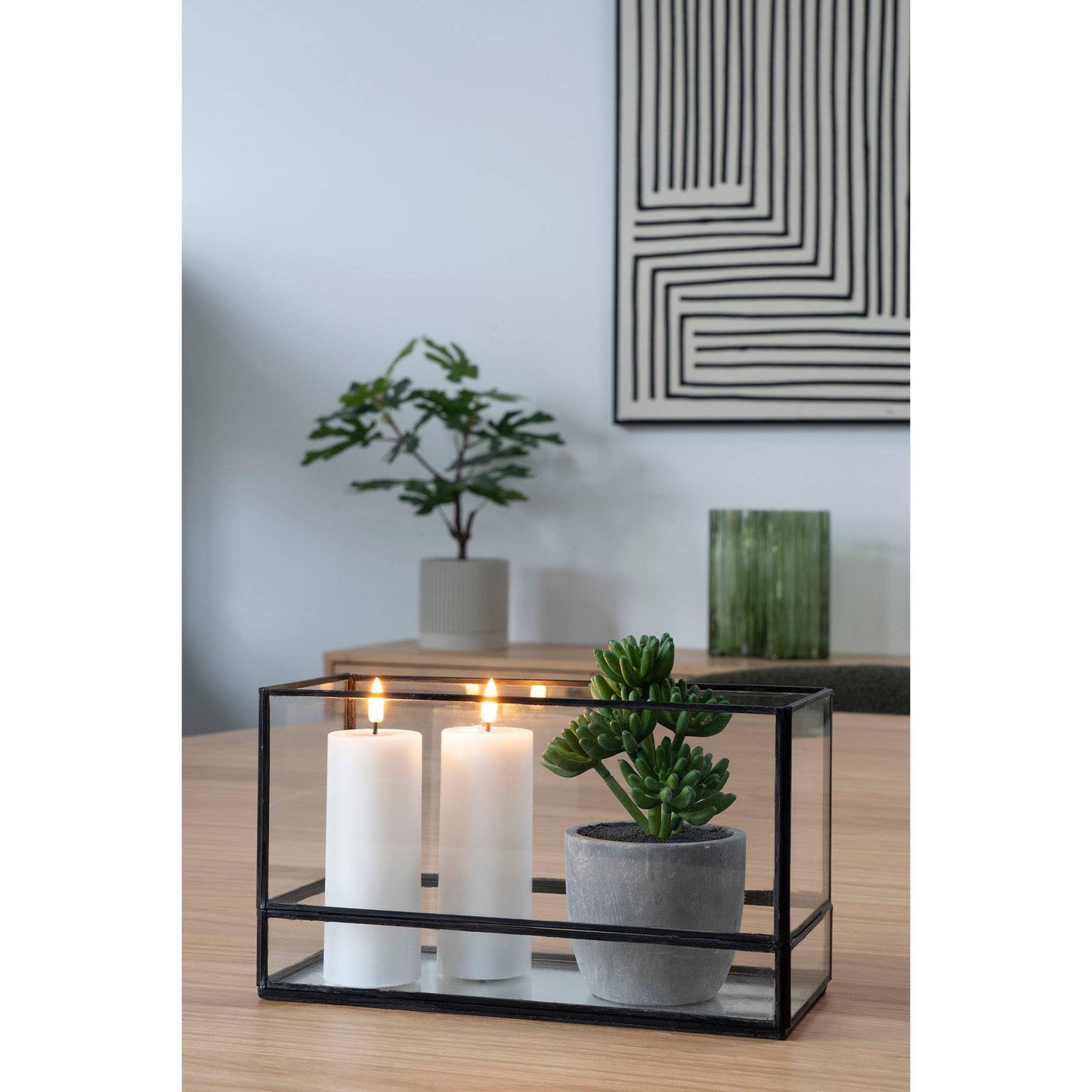 Hurricane - Candle holder. Metal/Glass. Black 30x12x15 cm: No assembly required / Black