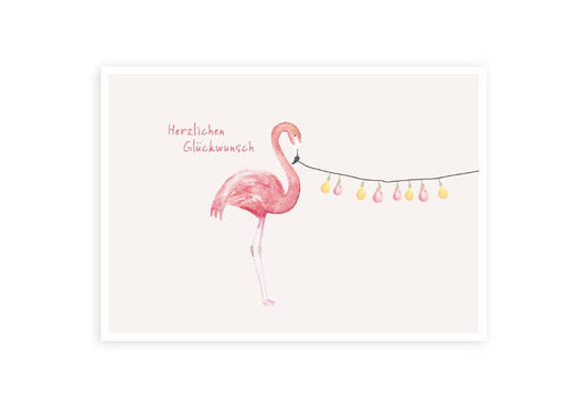 Flamingo Glückwunsch | Postkarte | Gruß | Geburtstag