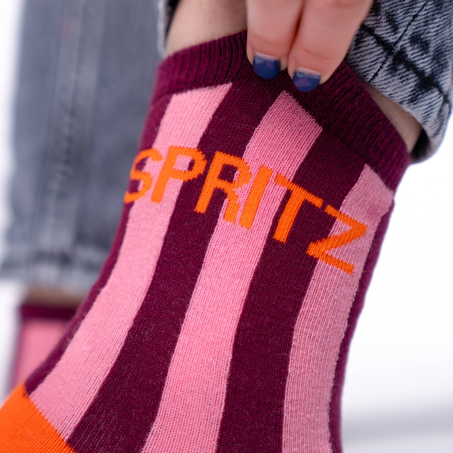 Striped Splatter Socks Made from Combed Cotton