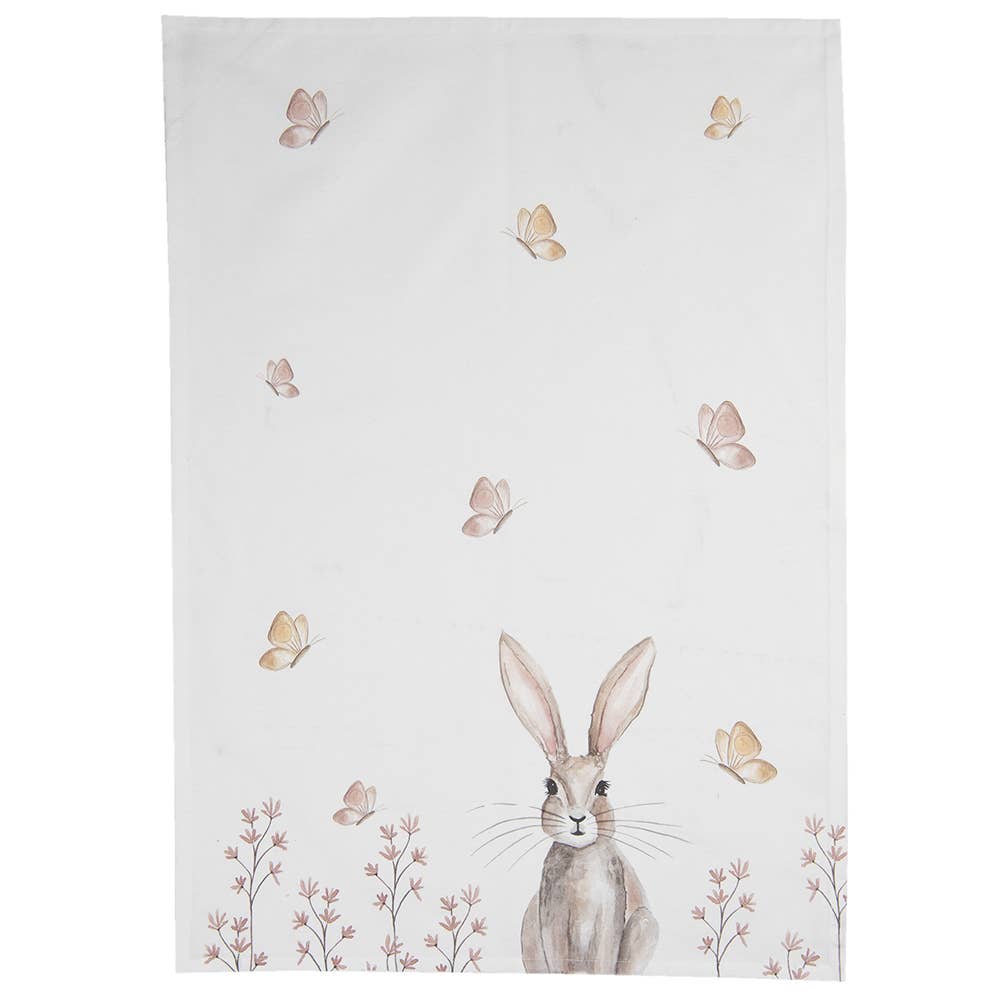 Geschirrtuch 50x70 cm Weiß-Braun Baumwollhase