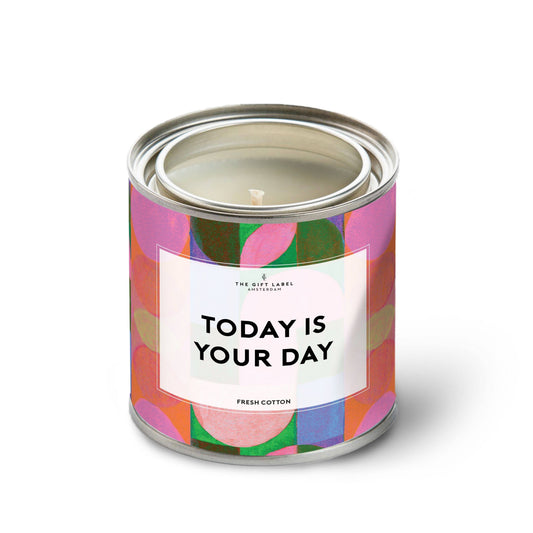 Candle Tin 310g - Today is your day - Fresh Cotton