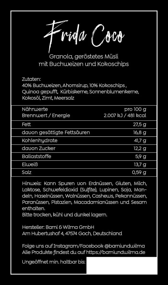 Frida Coco, Kokos Granola, vegan und ohne Nüsse