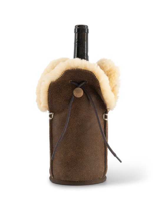 Flaschenkühler - Champagner braun Leder