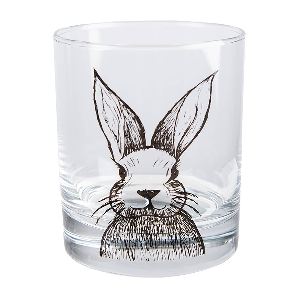 Trinkglas 300 ml aus transparentem Glas mit Hasenmotiv