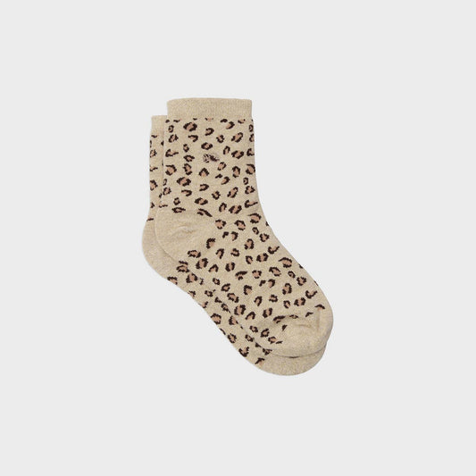 Socken aus gekämmter Baumwolle mit Leopardenmuster - Beige