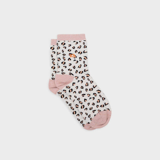 Glitzernde Leoparden-Socken - Weiß