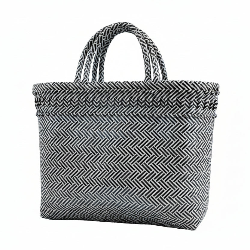 Shopping Basket - Woven Design in Black & White