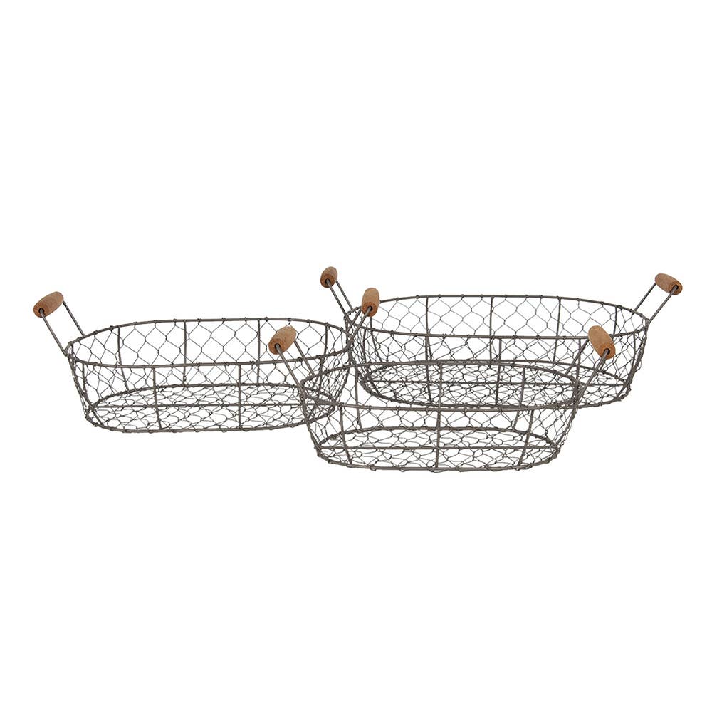 Storage Basket 3-piece 42x27x15 cm, brown ironwood