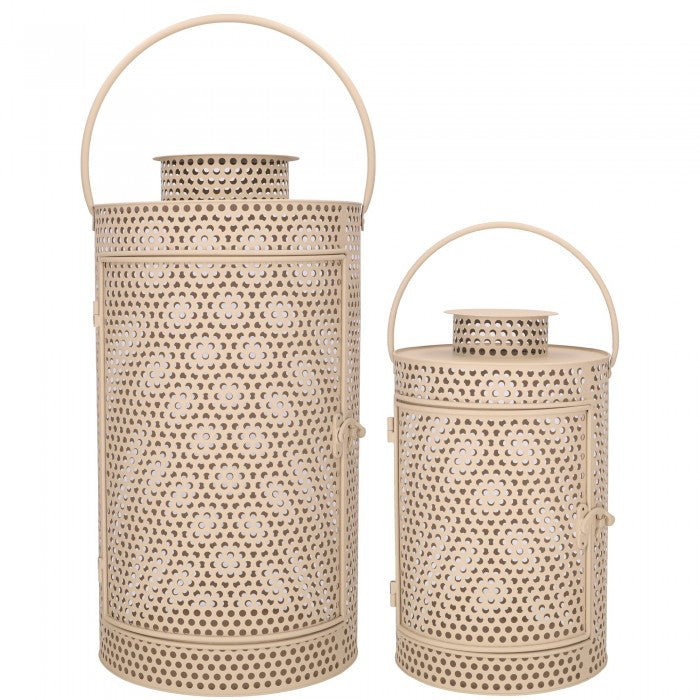 Metal Lantern "Oriol" taupe, set of 2