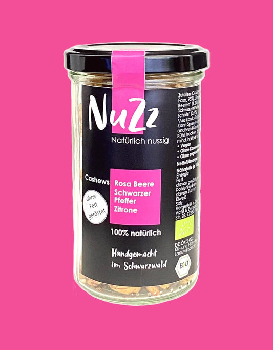 Bio-Cashews Rosa Beere - Schwarzer Pfeffer - Zitrone - 120g