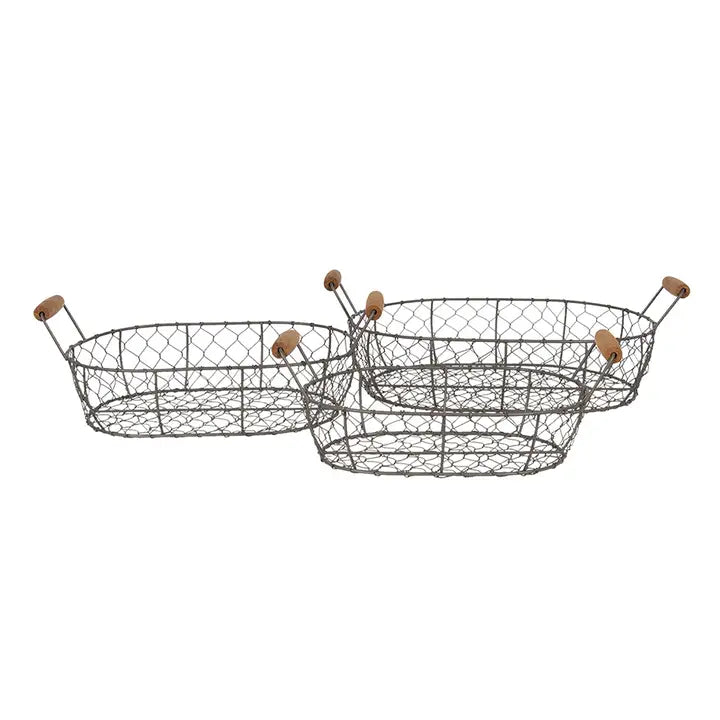 Aufbewahrungskorb 3-teilig 42x27x15 cm, braunes Eisenholz